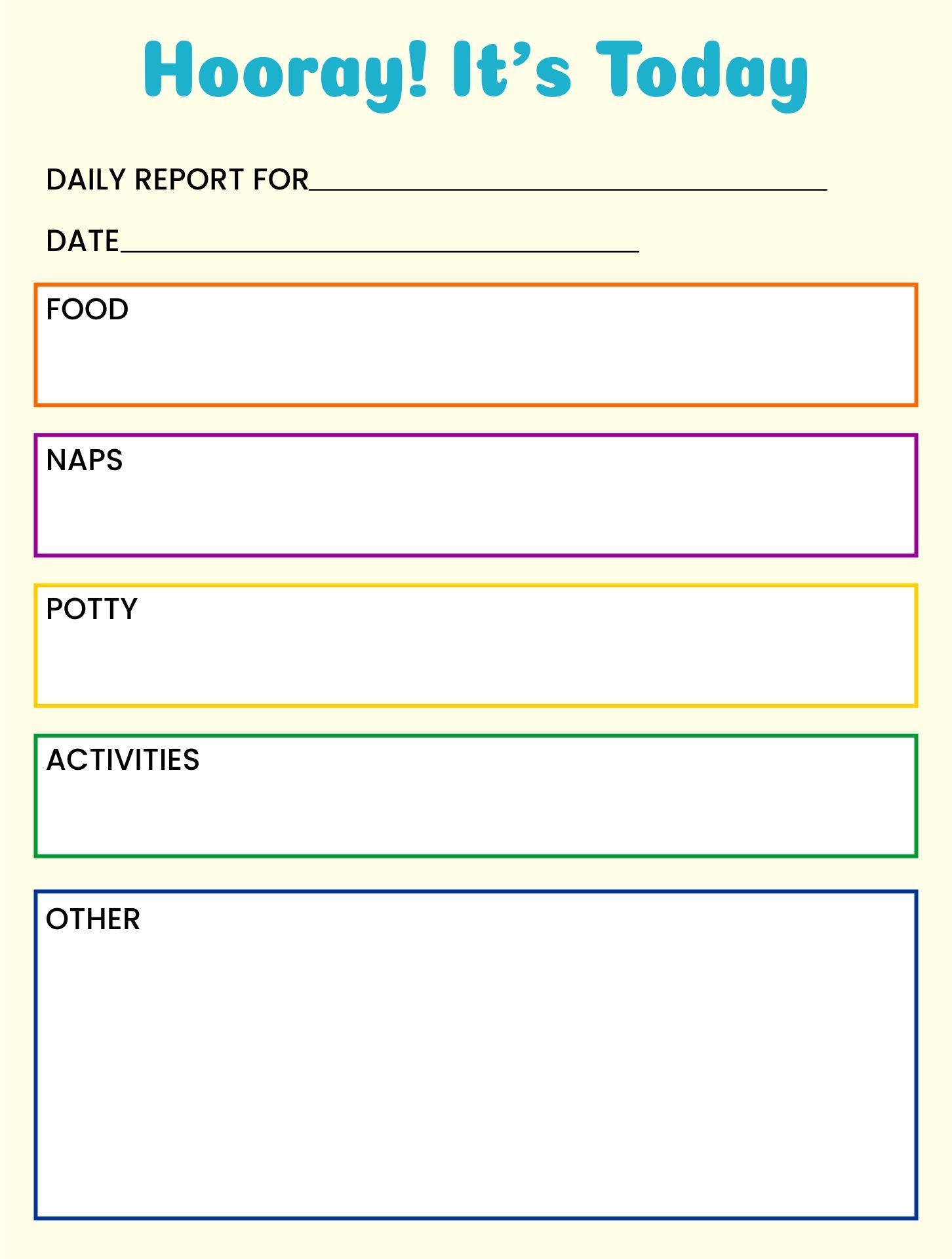 Printable Preschool Daily Sheets