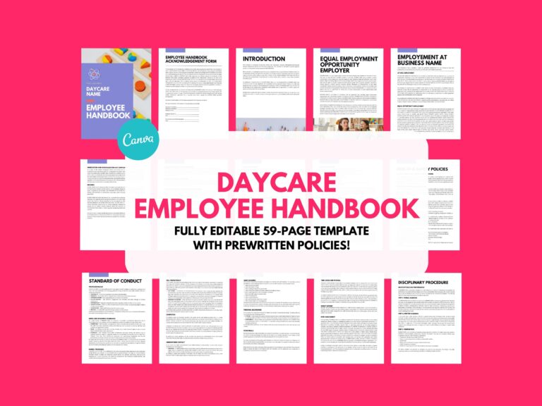 Daycare Employee Handbook Preschool Staff Handbook Childcare Staff Handbook Preschool Employee Handbook Childcare Employee Handbook Etsy