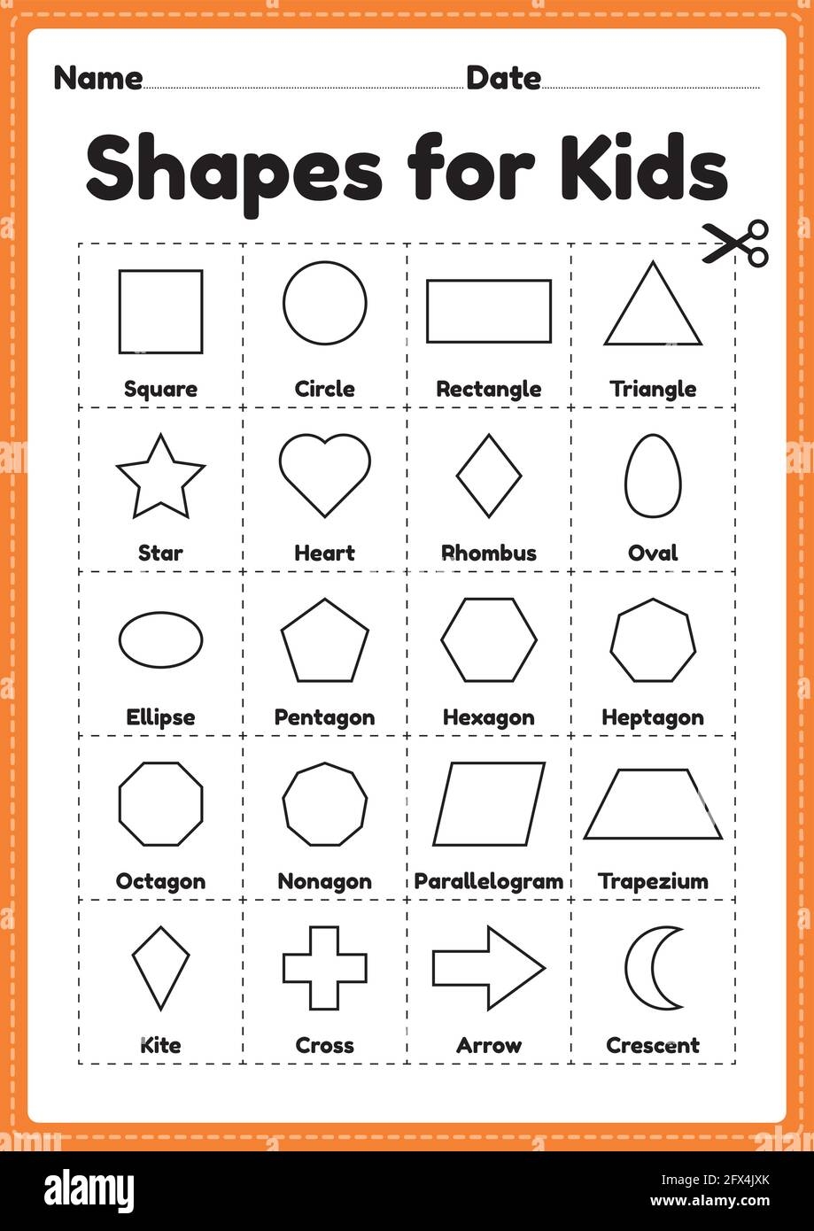 Different Shapes For Kids Kindergarten And Preschool Children To Learn Basic Symbols For Educational Activities In A Printable Page Stock Vector Image U0026 Art Alamy