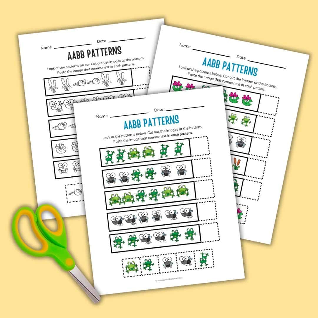 Download Frog AABB Pattern Worksheets Homeschool Preschool