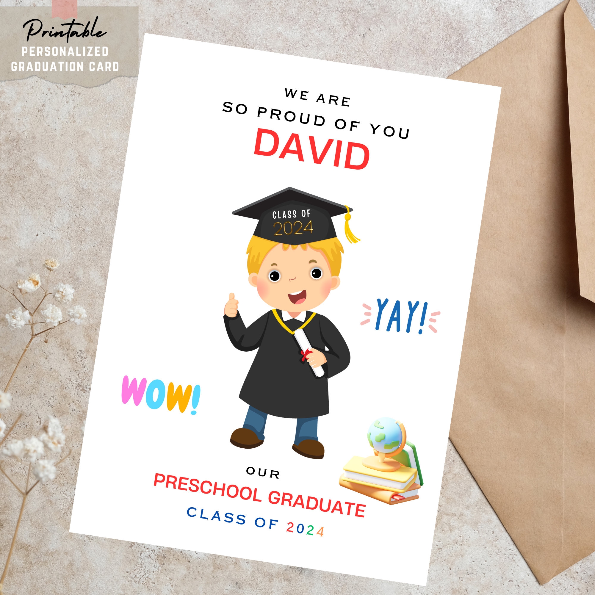 Downloadable Personalized Graduation Card Congratulation Preschool Grad Custom Printable Digital Download Custom Name Card Grad 2025 Etsy