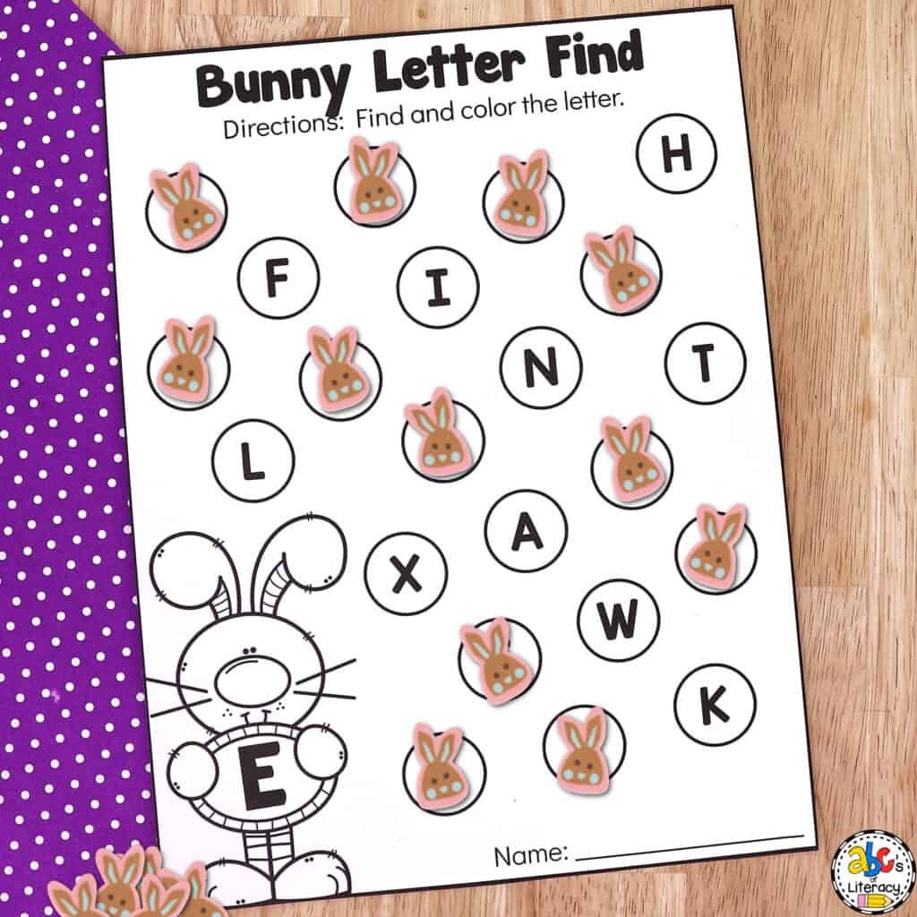 Easter Bunny Letter Find Worksheets