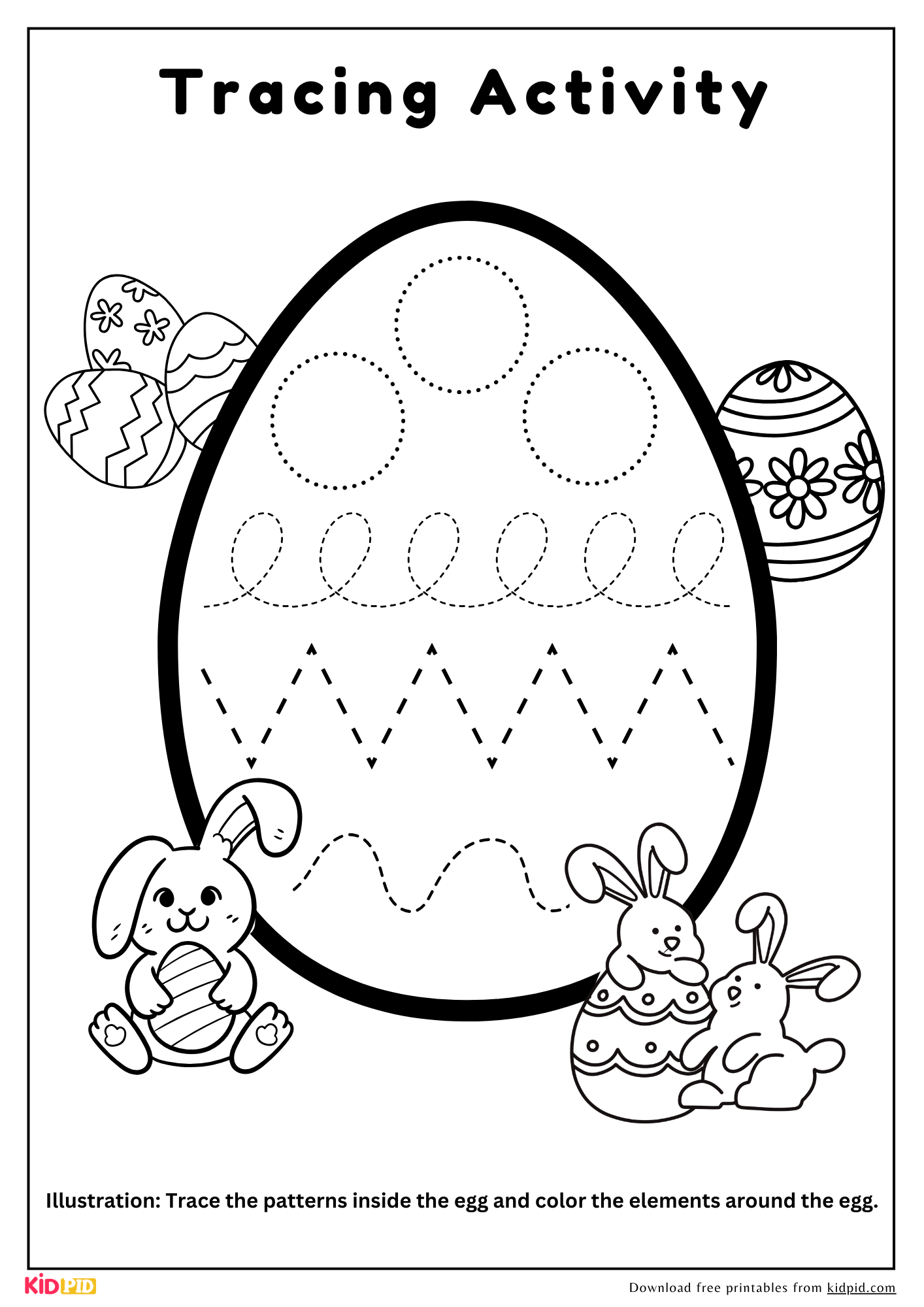 Easter Tracing U0026 Coloring Activities For Kids Free Printable Kidpid