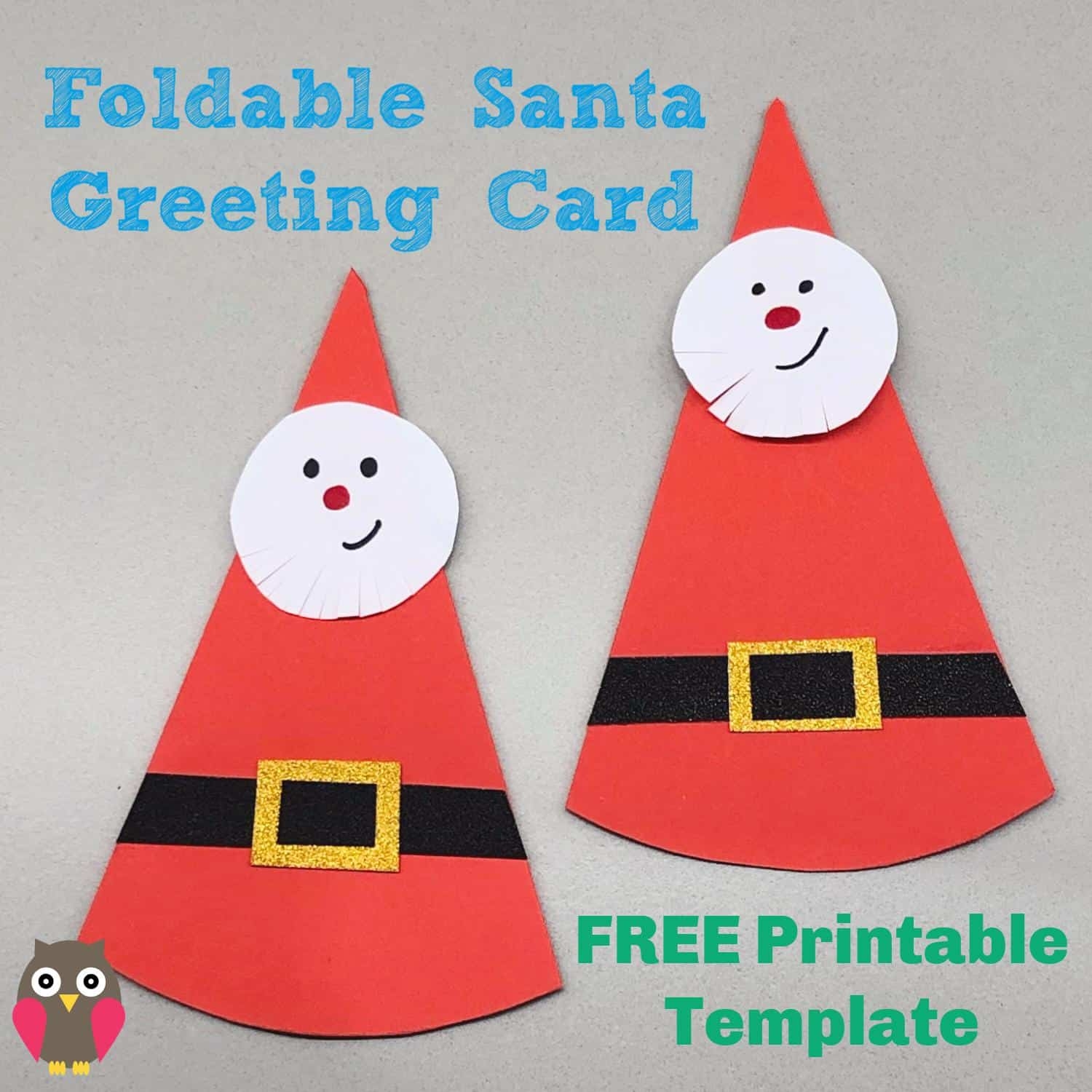 Easy DIY Santa Christmas Greeting Card With Free Printable 