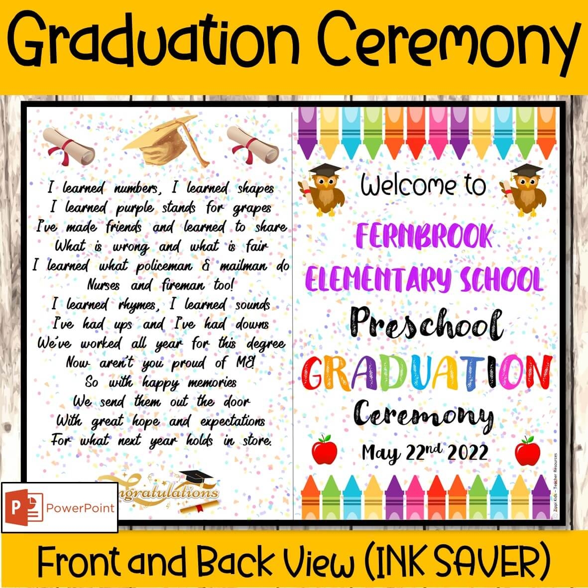 EDITABLE Preschool Graduation Ceremony Program Template For All Grades Zippi Kids