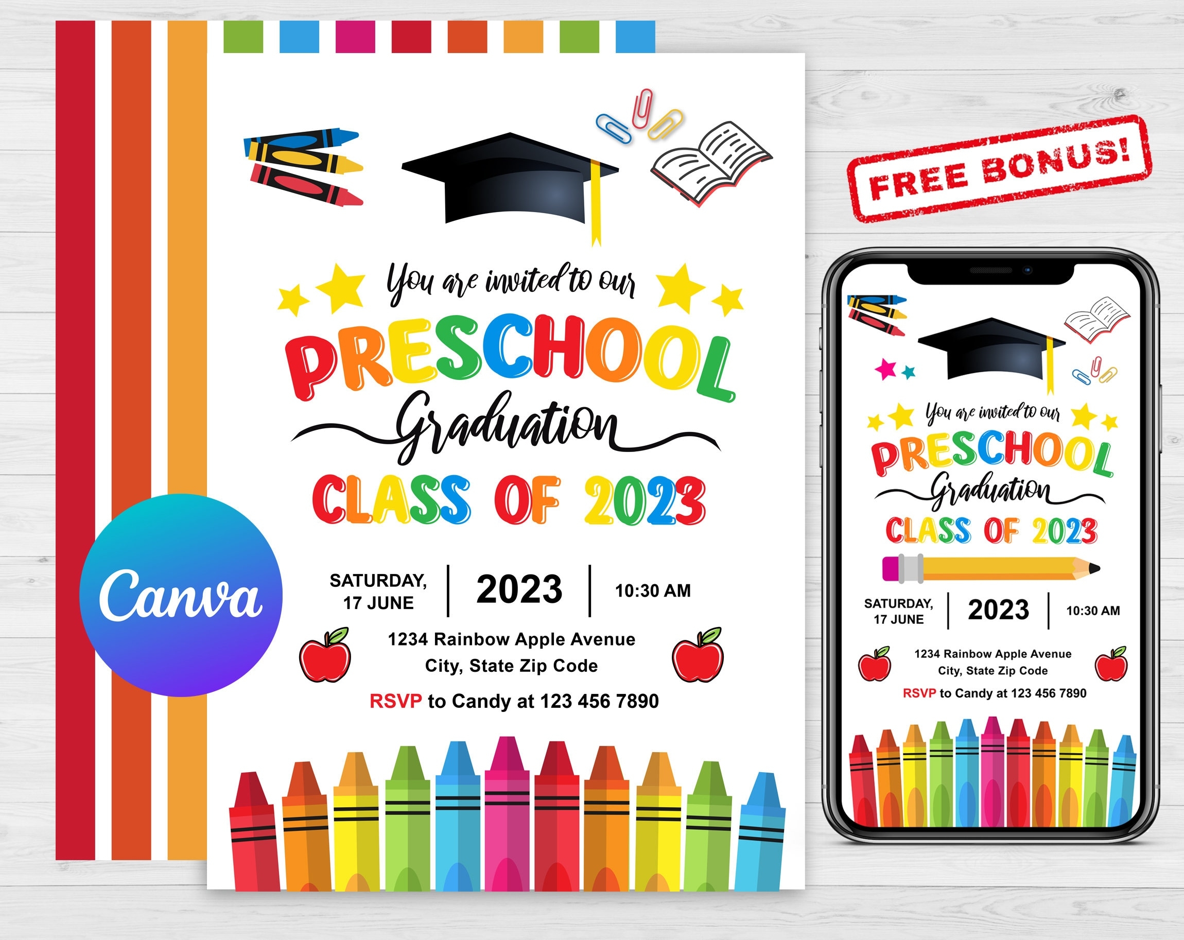 Editable Preschool Graduation Invitation Prek Announcement Party Invite Preschool Electronic Template Editable Printable Template 2023 Etsy