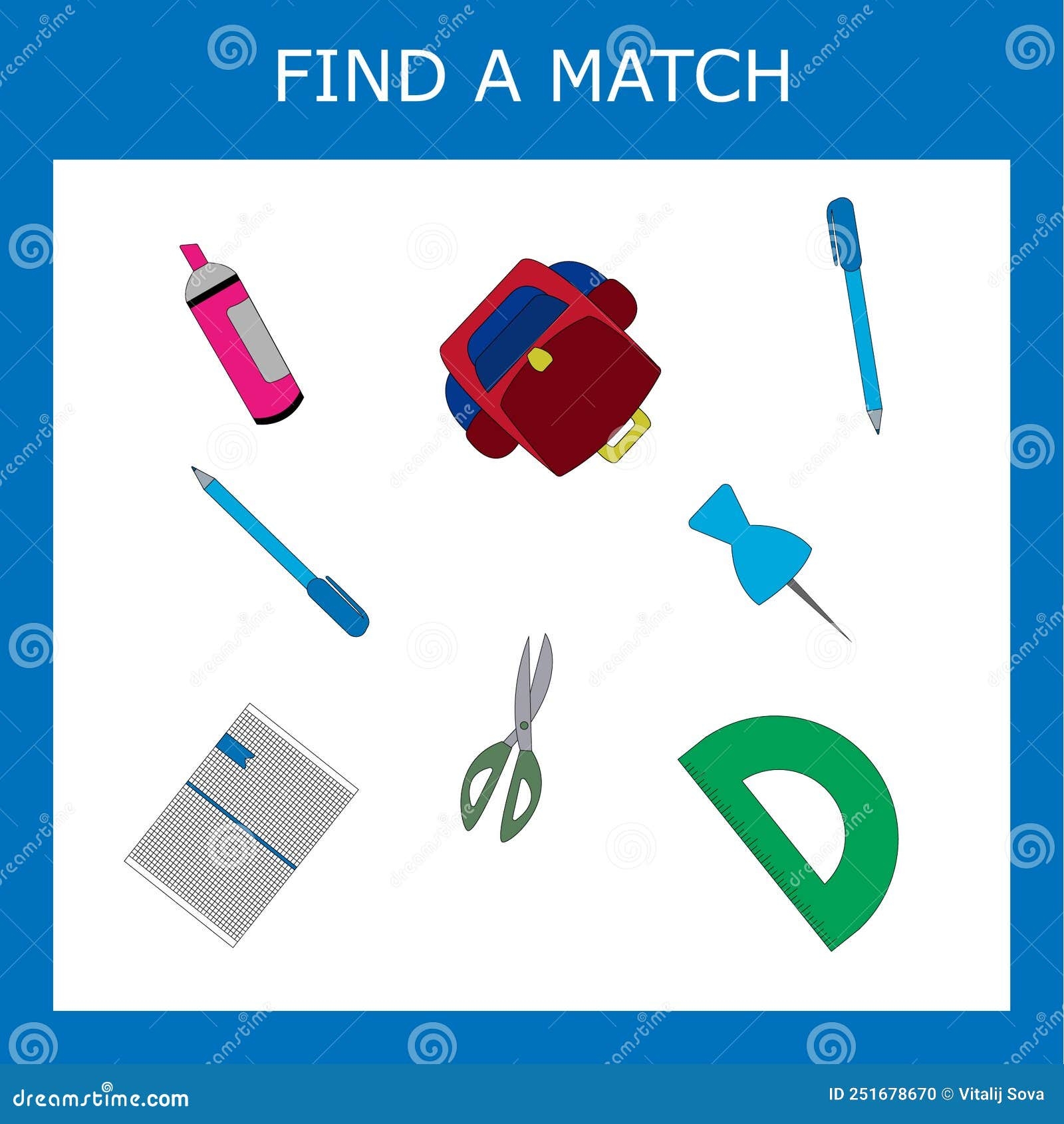 Educational Exercises For Preschool Children Stock Illustration Illustration Of Office Scissors 251678670