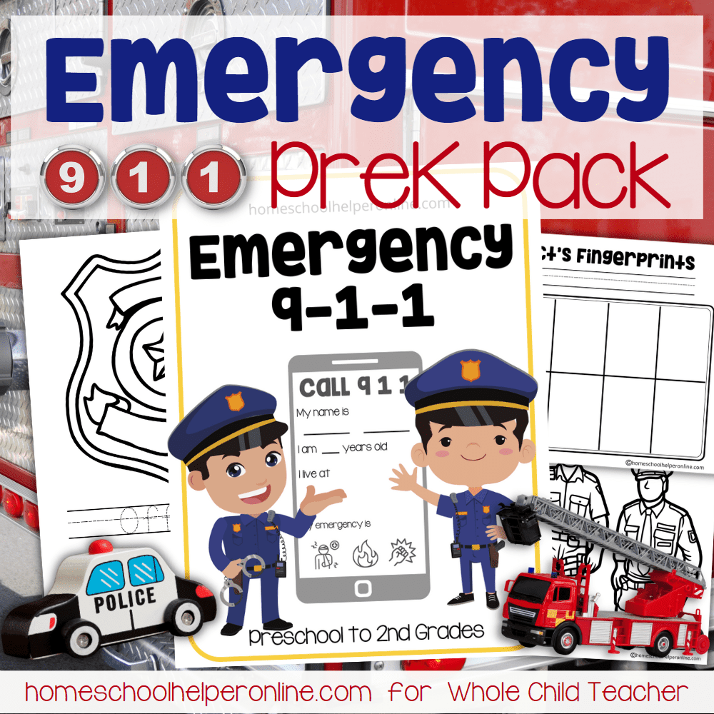 Emergency 911 Preschool Pack Community Helpers Homeschool Helper Online