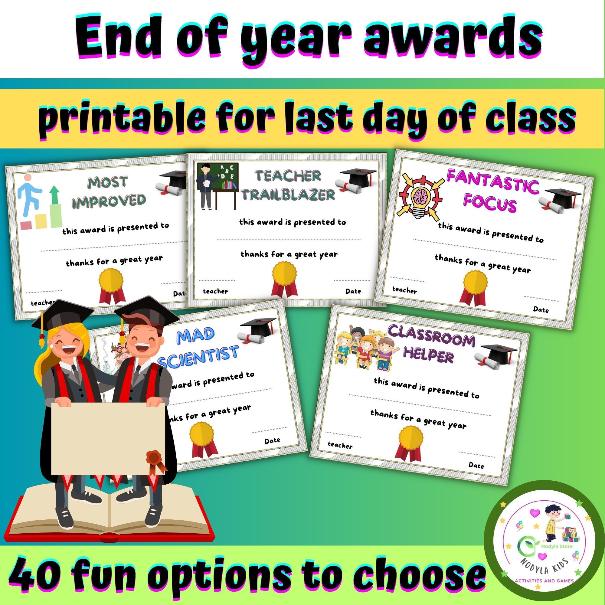End Of Year Awards Printable For Last Day Of Class Made By Teachers