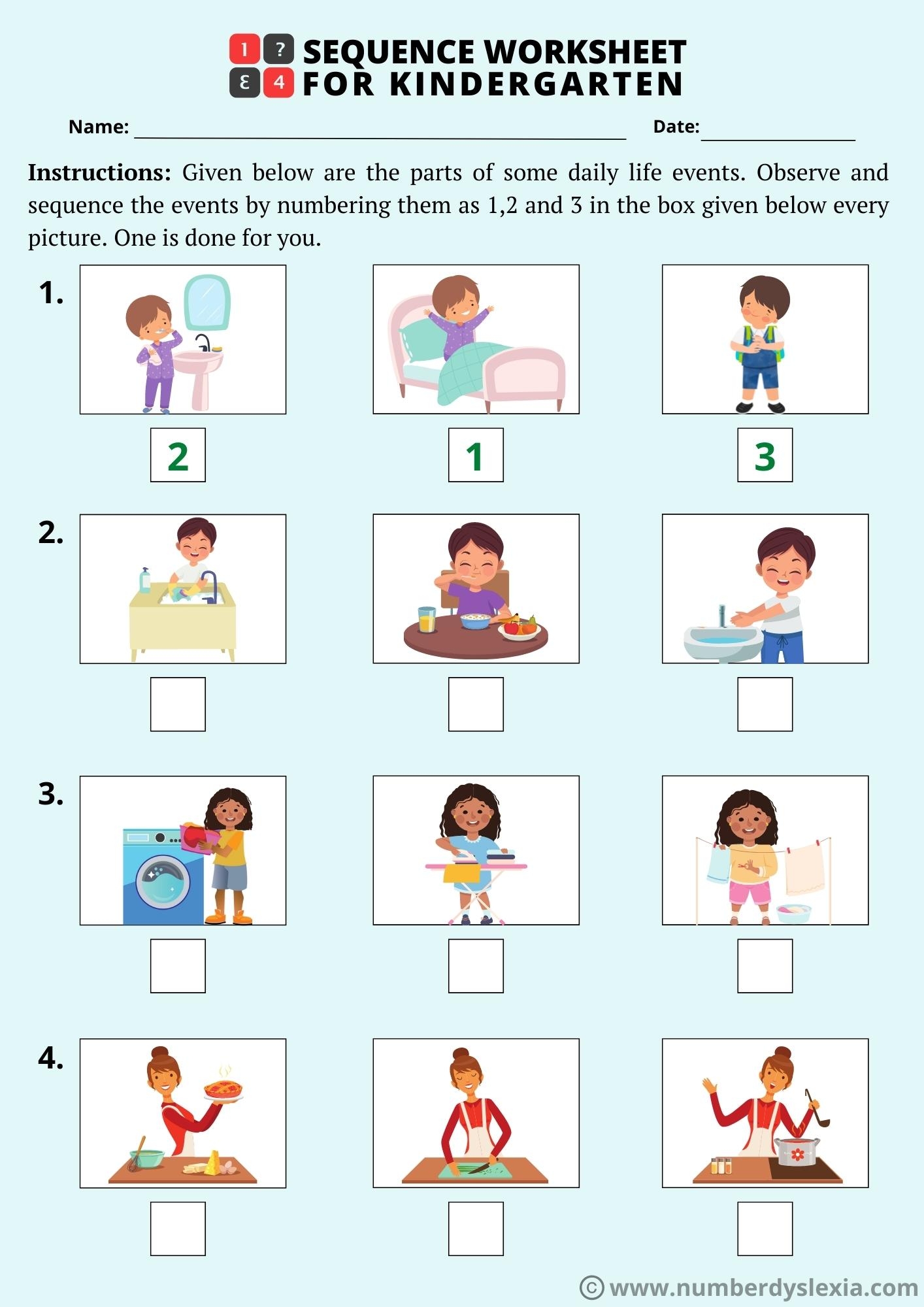 Engaging Kindergarten Sequencing Worksheets For Cognitive Development Worksheets Library