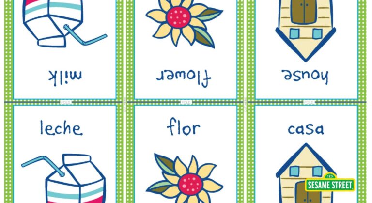 English U0026 Spanish Printable Flash Cards Sesame Street PBS 