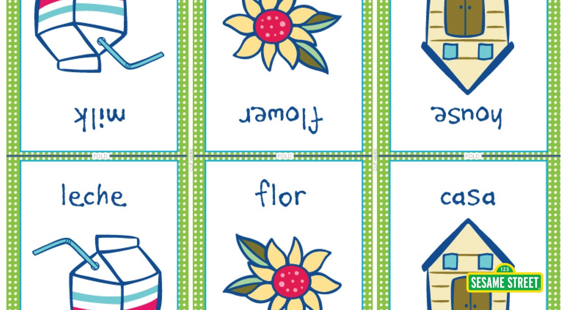 English U0026 Spanish Printable Flash Cards Sesame Street PBS