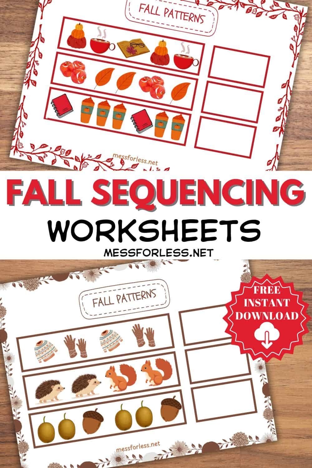 Fall Sequencing Worksheets Mess For Less