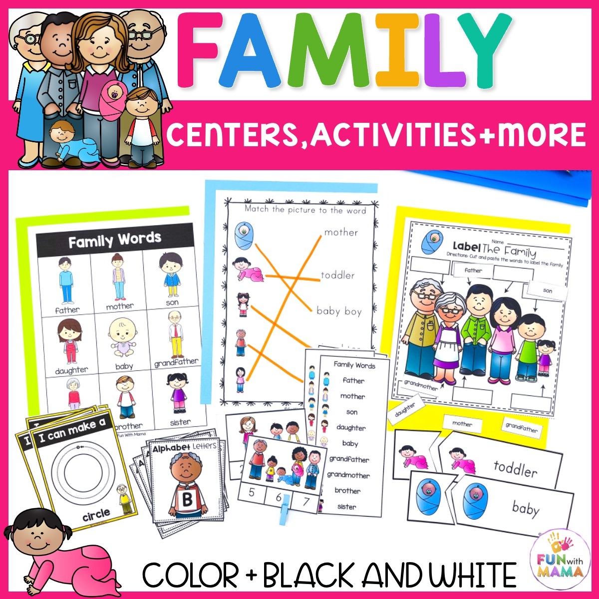 Family Theme Preschool Activities Worksheets For Kindergarten Fun With Mama