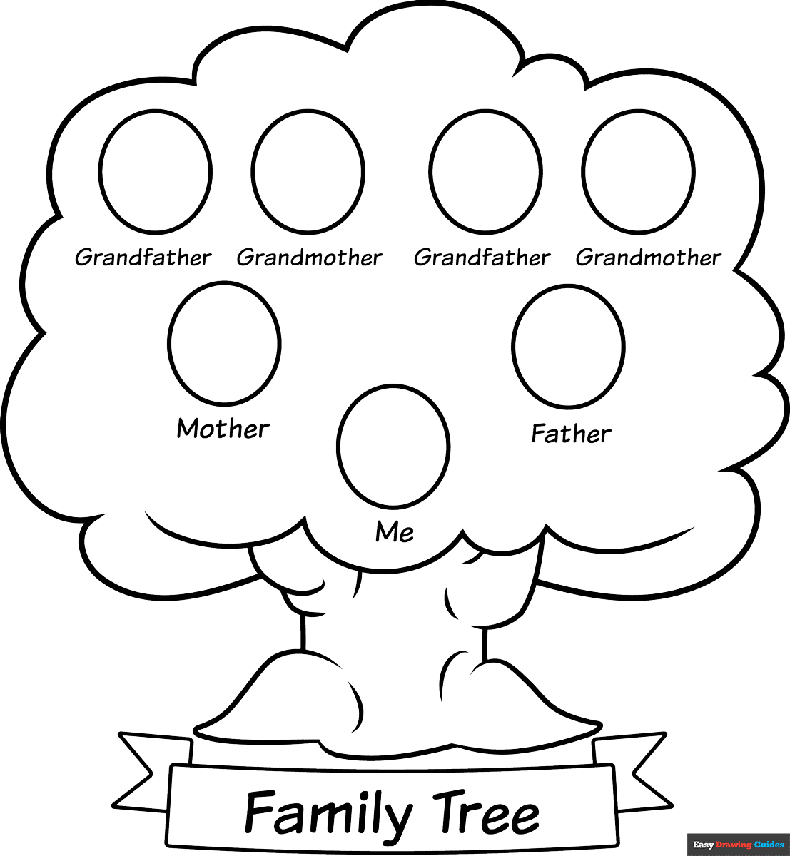 Family Tree Coloring Page Easy Drawing Guides