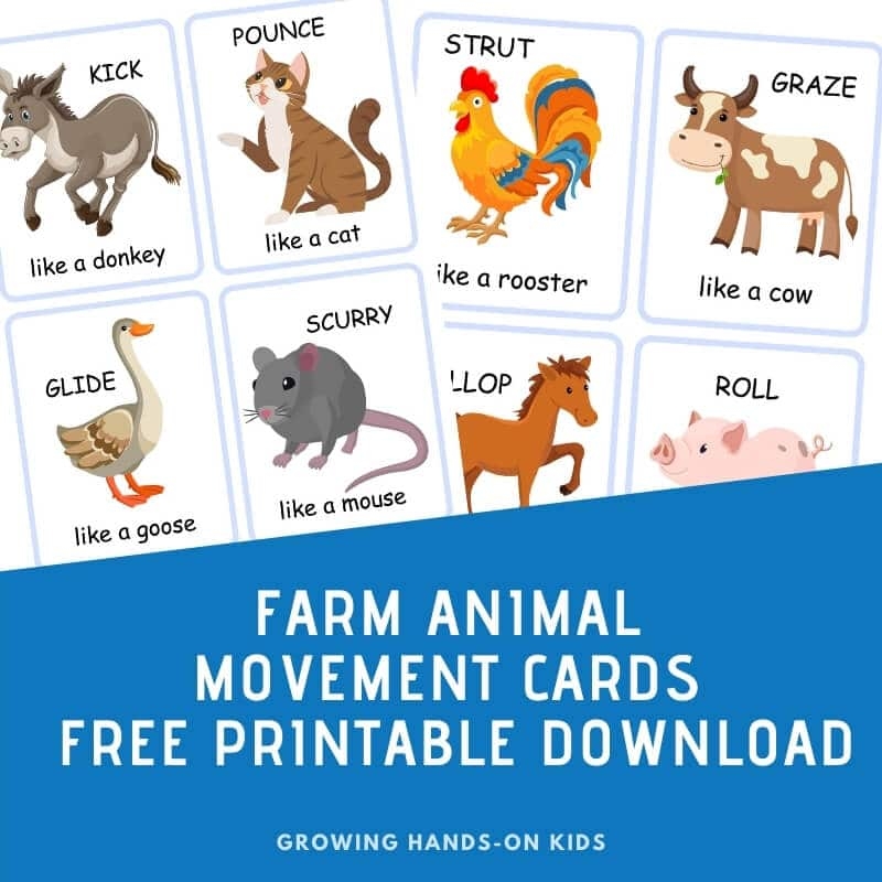 Farm Animal Movement Cards Free Printable Download