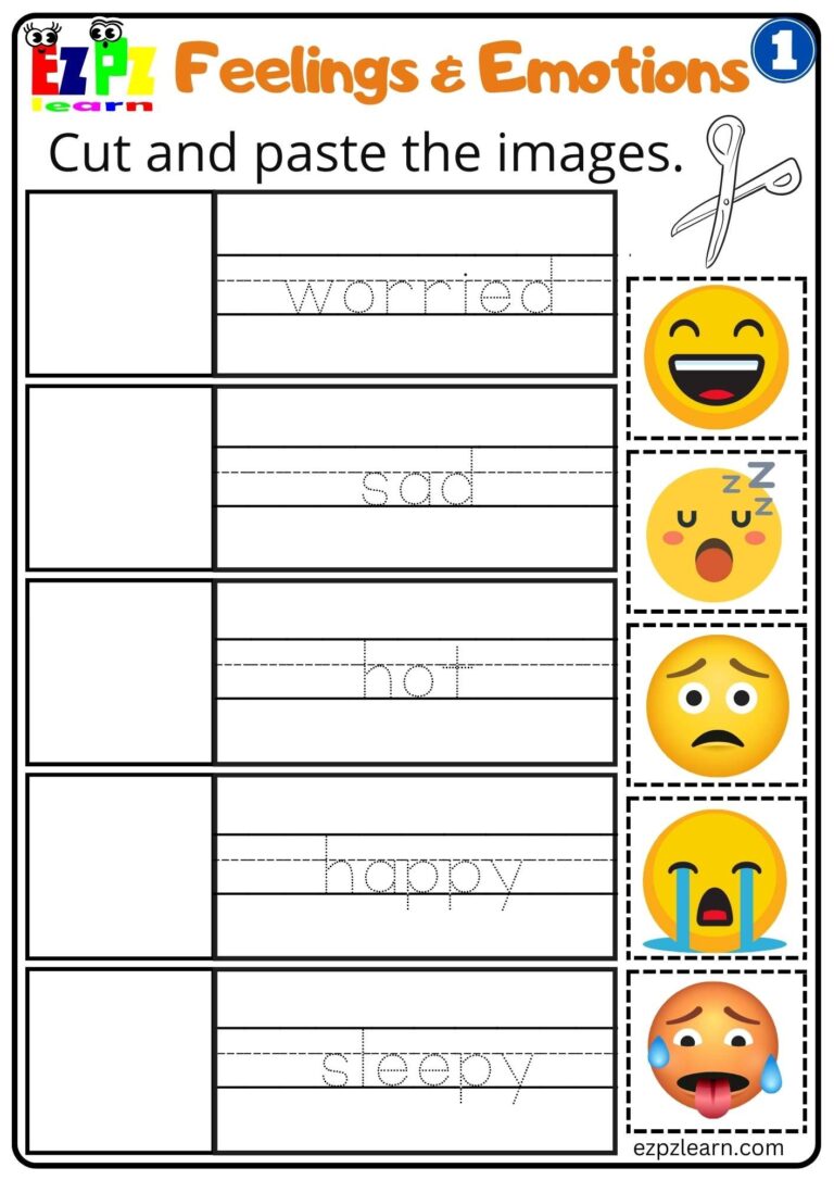 Feelings And Emotions Cut And Paste Worksheet For Children And ESL Worksheets Library