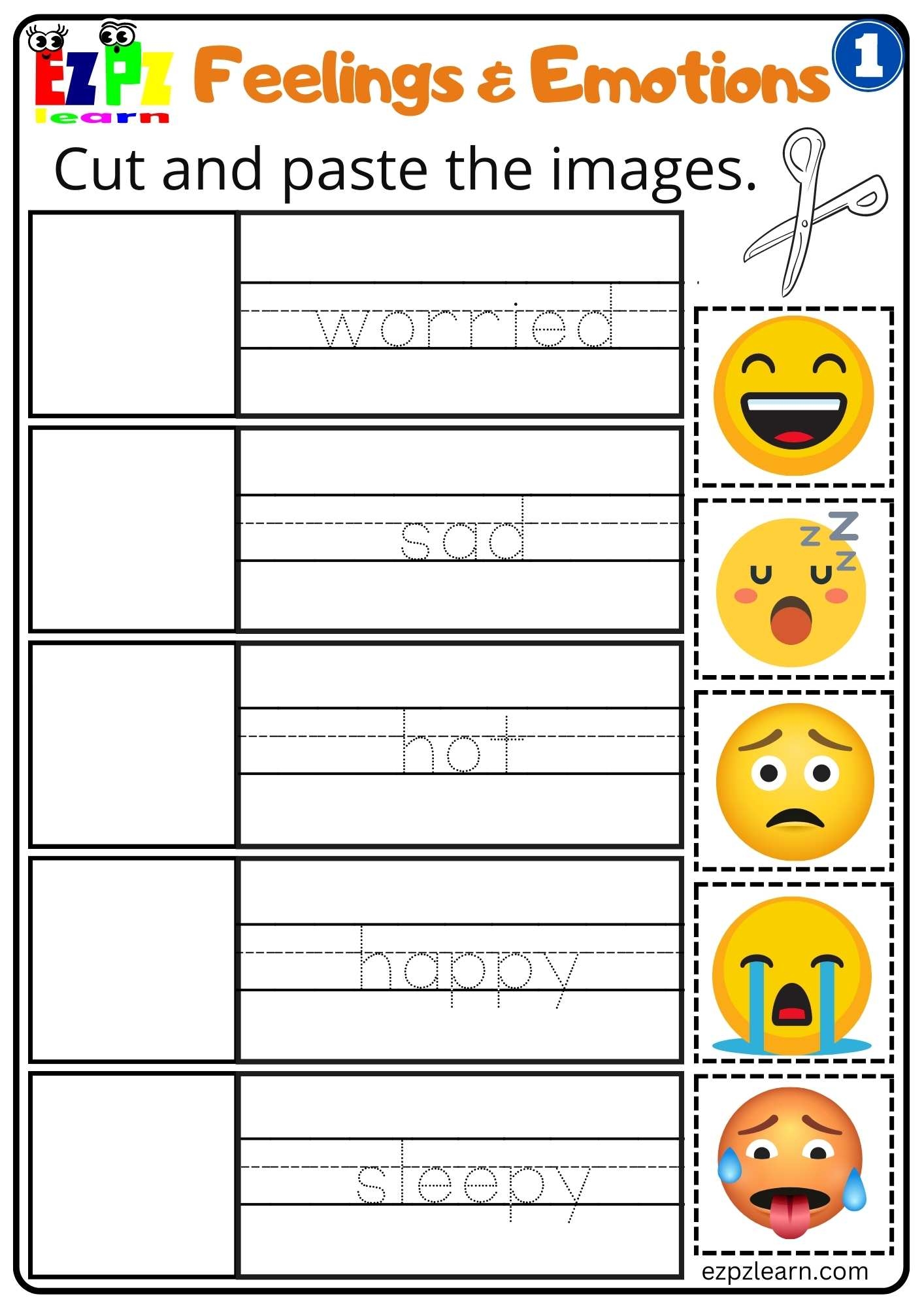 Feelings And Emotions Cut And Paste Worksheet For Children And ESL Worksheets Library