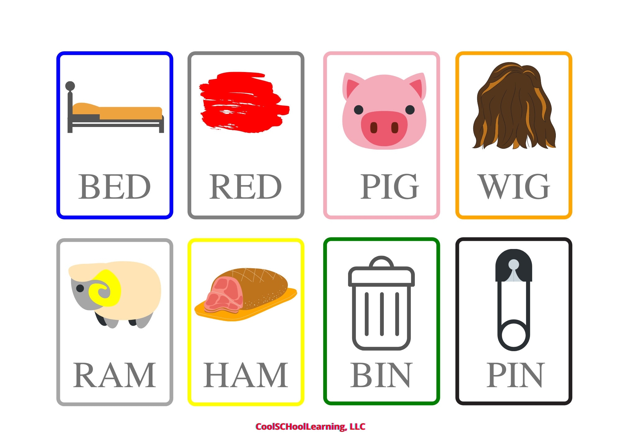 First Words Flash Cards For Toddlers Printable Rhyming Activity 