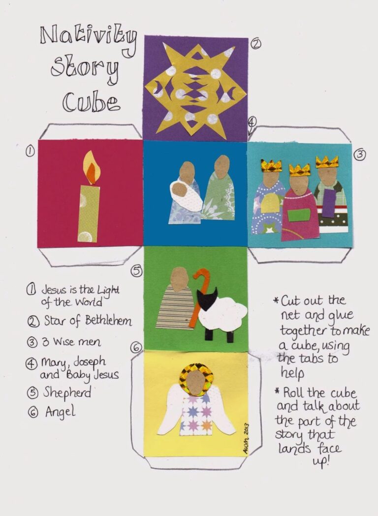Flame Creative Children s Ministry Nativity Story Cube full Colour Or Colour in Versions 