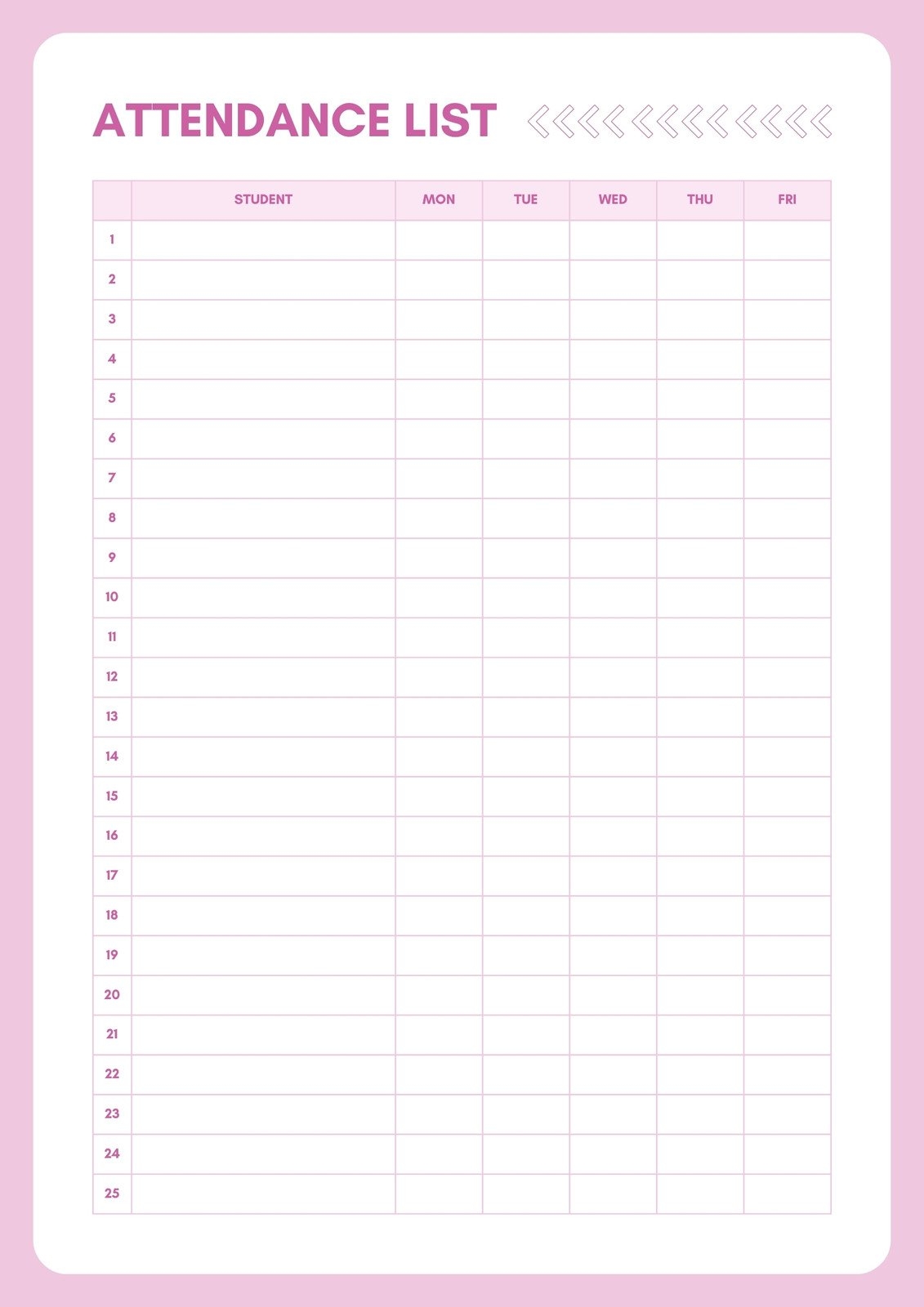 Printable Preschool Attendance Sheets