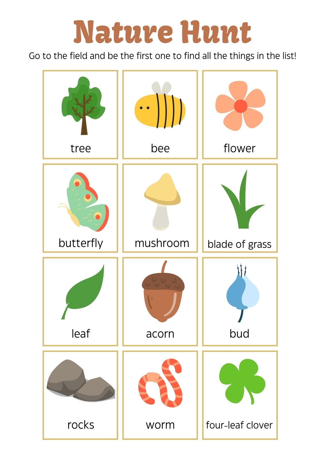 Printable Scavenger Hunt For Preschoolers