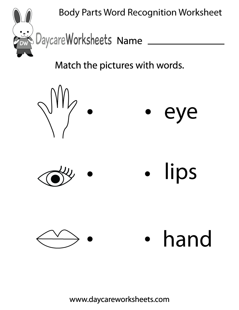 Printable Of Body Parts For Preschoolers