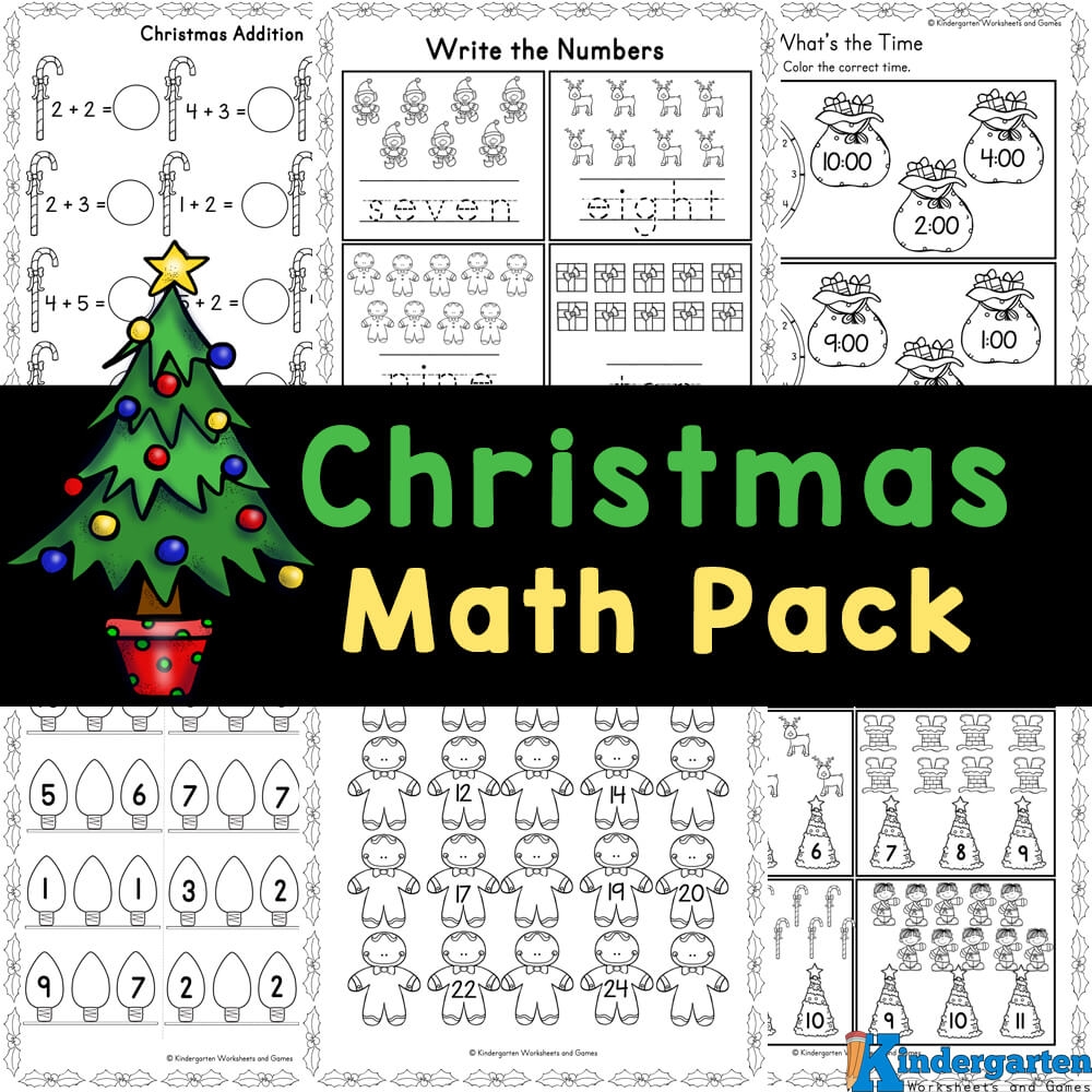  FREE Christmas Math Worksheets For Kindergarten