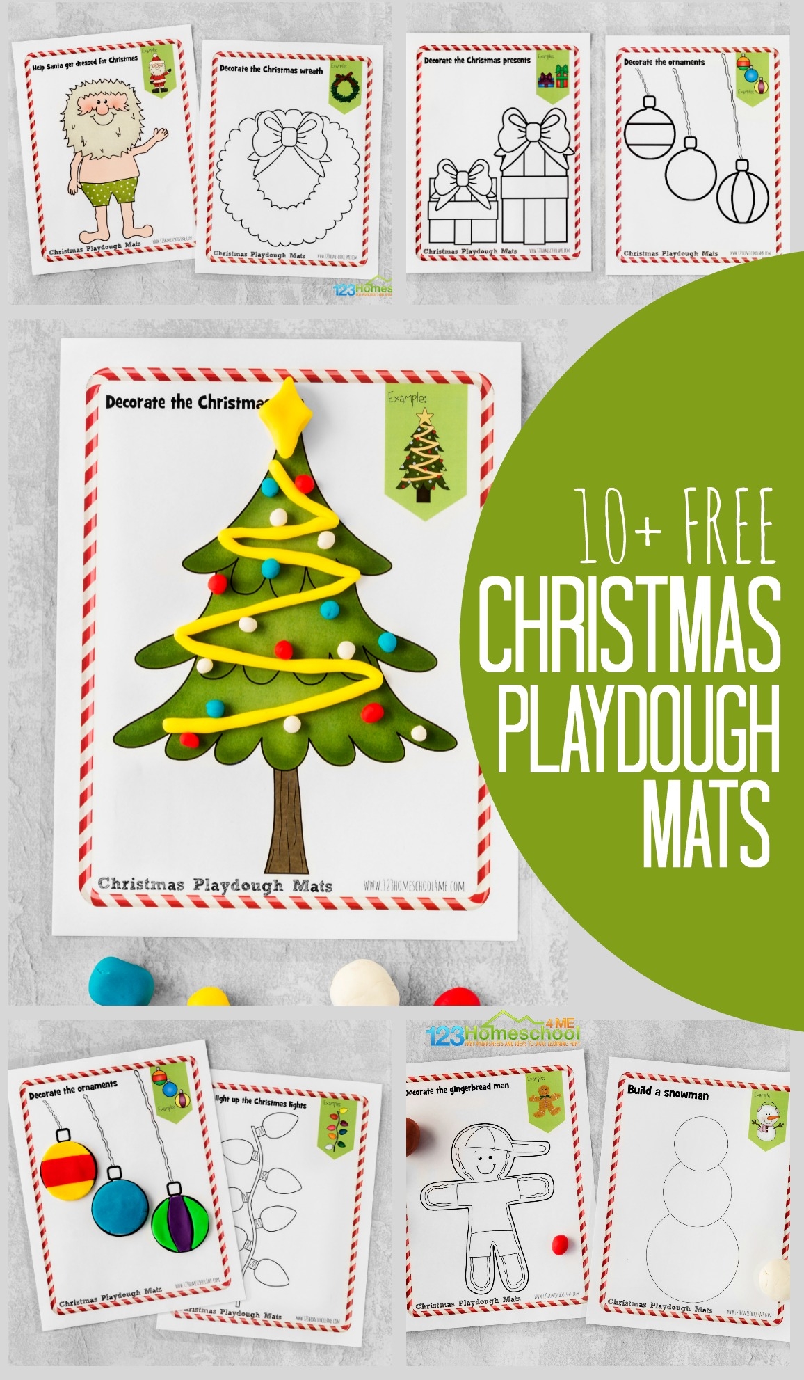 FREE Christmas Playdough Mats