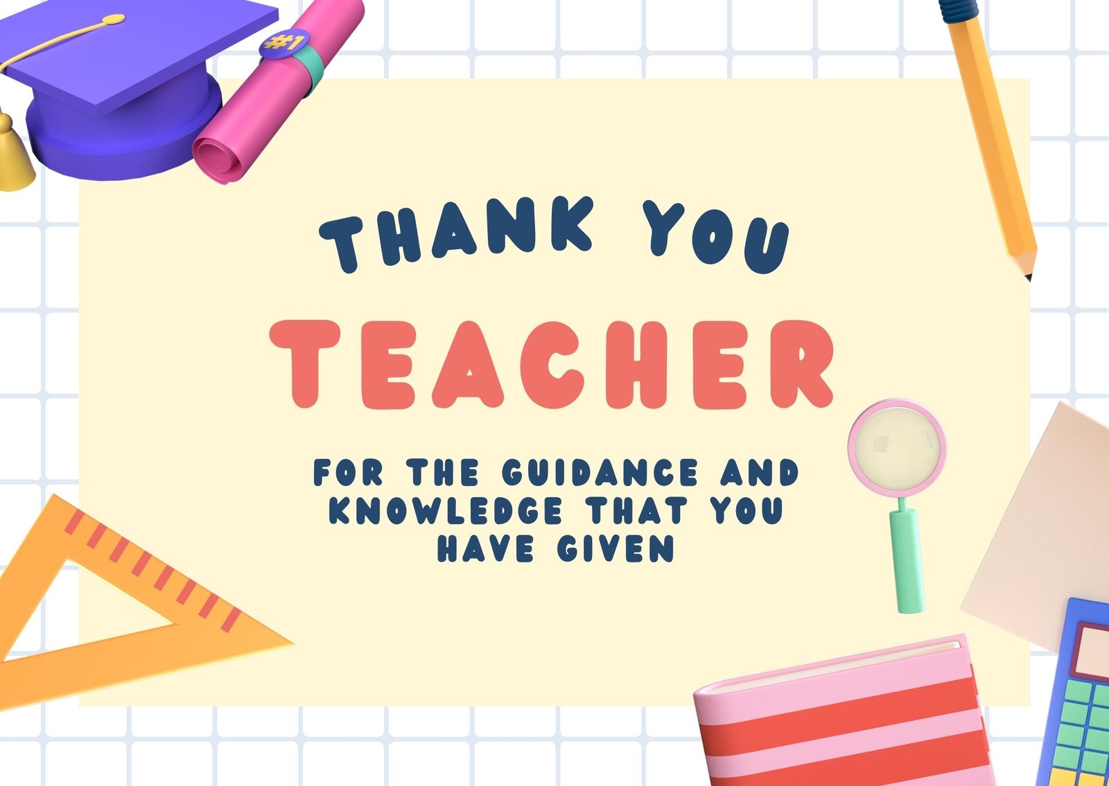 Free Custom Printable Teacher Thank You Card Templates Canva
