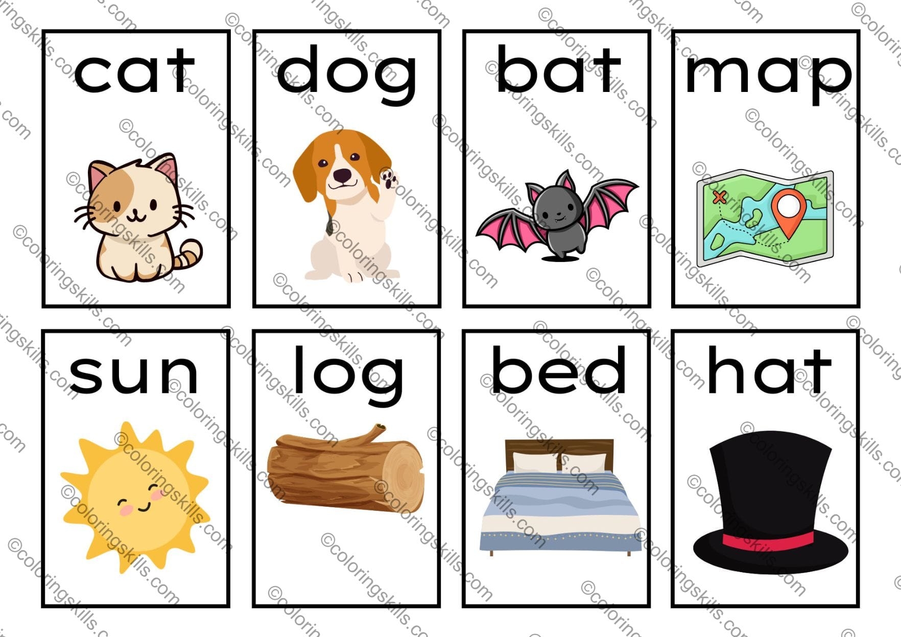 Free CVC Word Flashcards For Kindergarten Easy CVC Word Practice