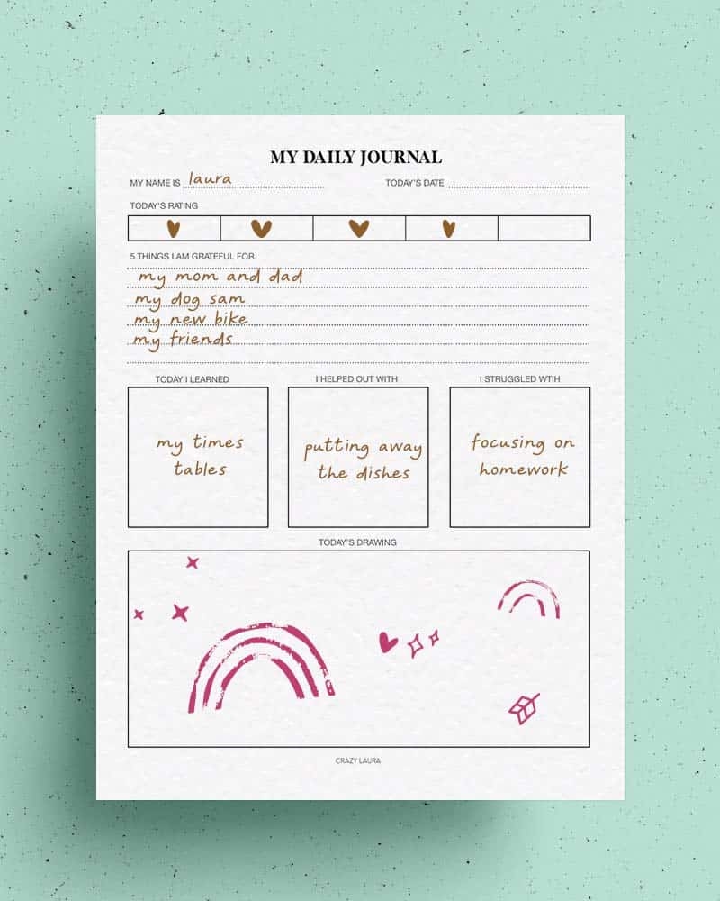 Free Daily Journal And Profile Printables For Kids Crazy Laura