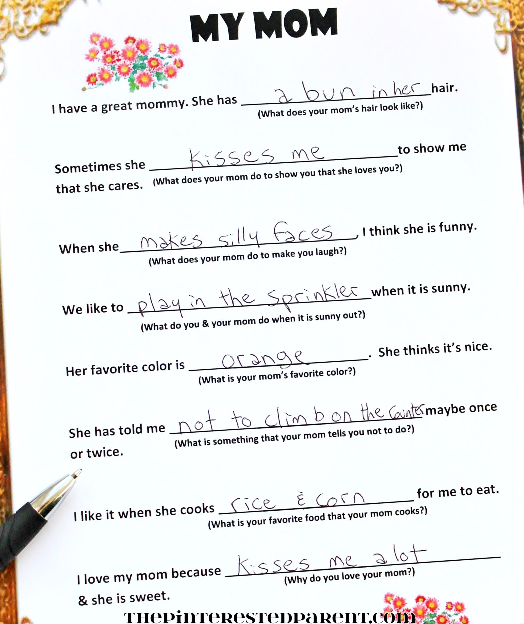 Free Fill In Mother s Day Poem The Pinterested Parent