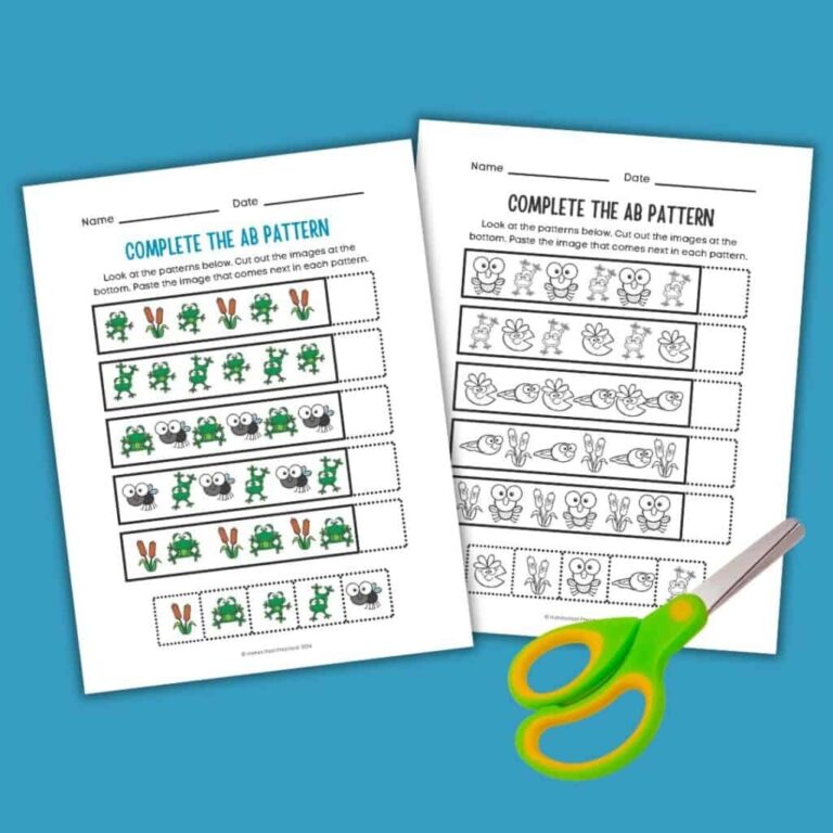 Free Frog AB Pattern Worksheets For Preschool Math Learning