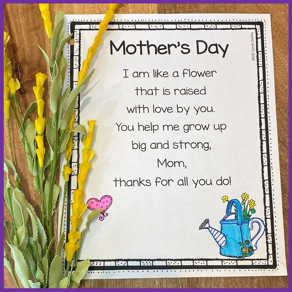 Free Mother s Day Handprint Poem For Kids Little Learning Corner