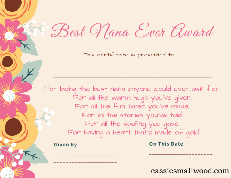 Free Mother s Day Printable Certificate Awards For Mom And Grandma 