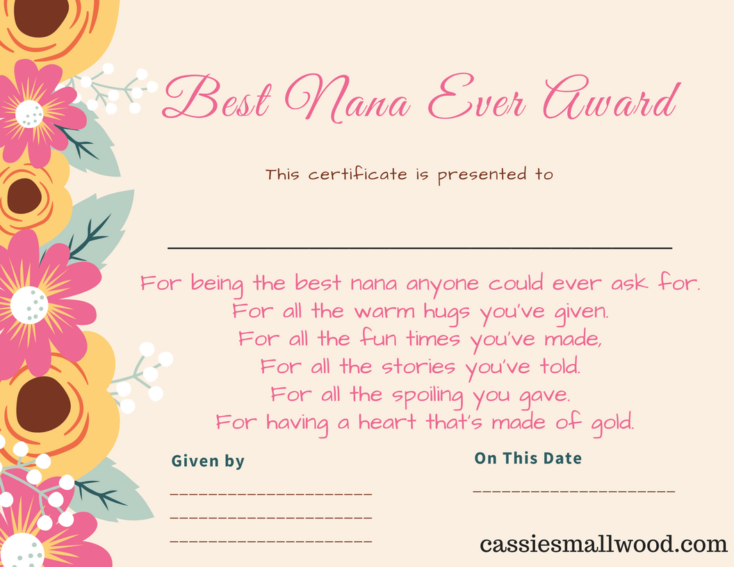 Free Mother s Day Printable Certificate Awards For Mom And Grandma