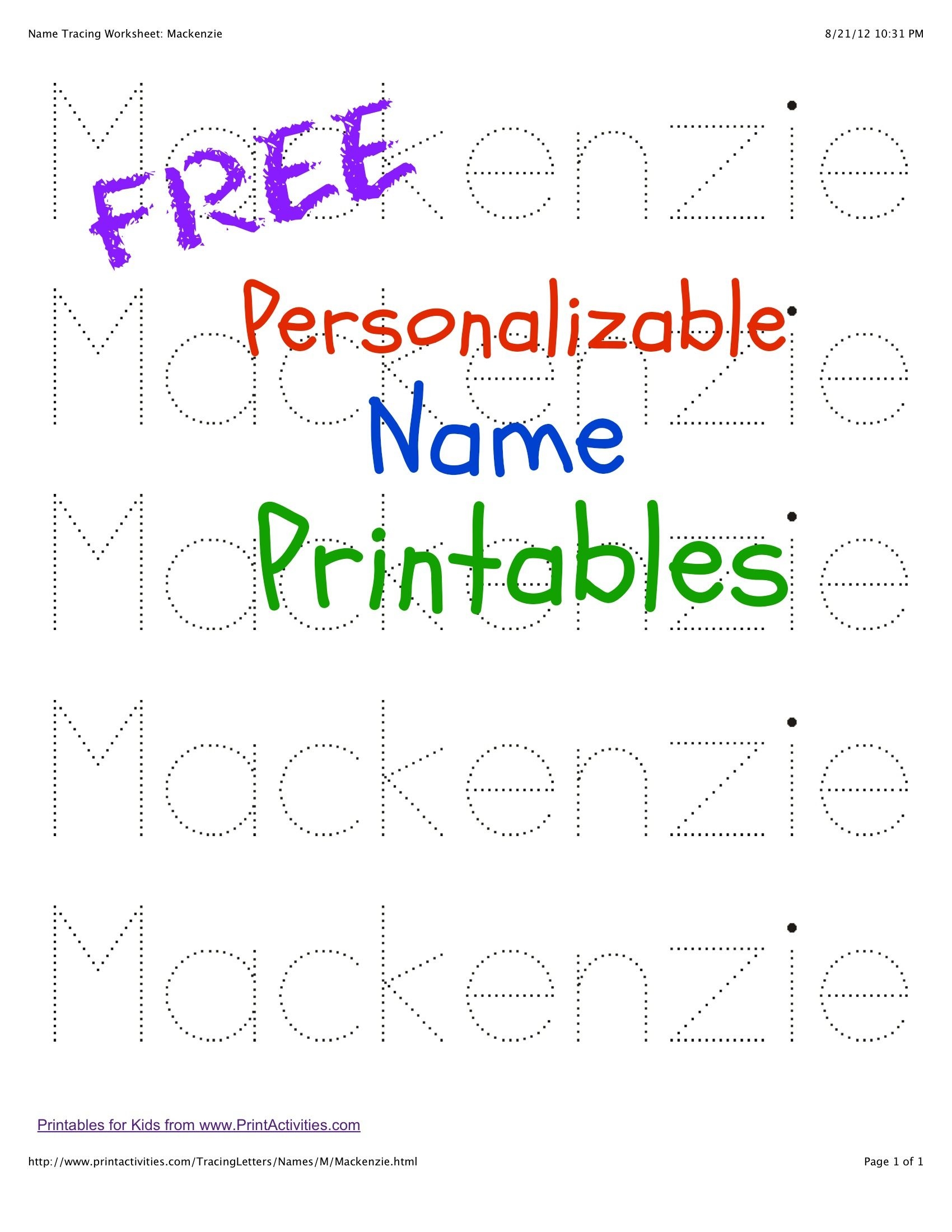 Free Name Tracing Worksheets For Preschoolers Fun Learning Activities
