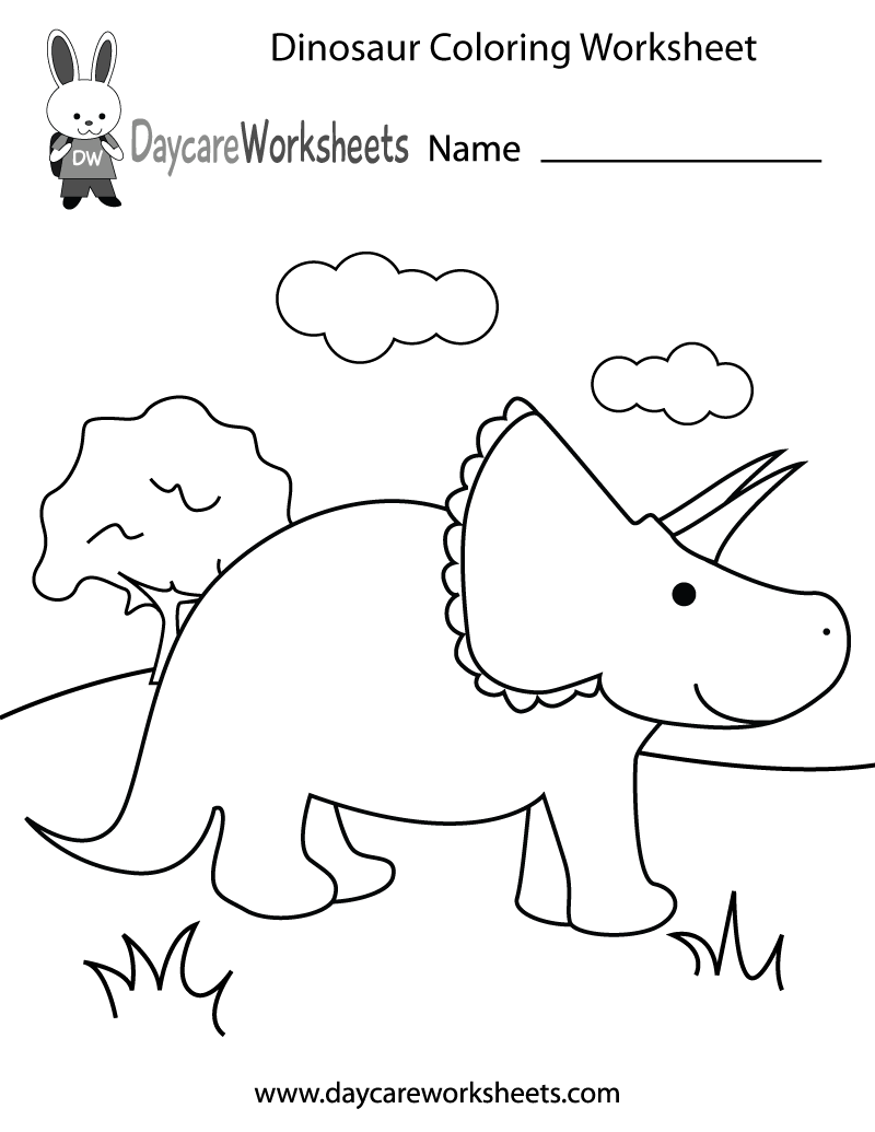 Free Preschool Dinosaur Coloring Worksheet Worksheets Library