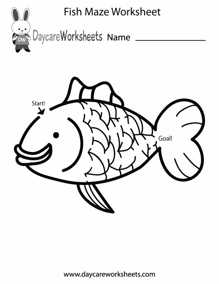 Free Preschool Fish Maze Worksheet