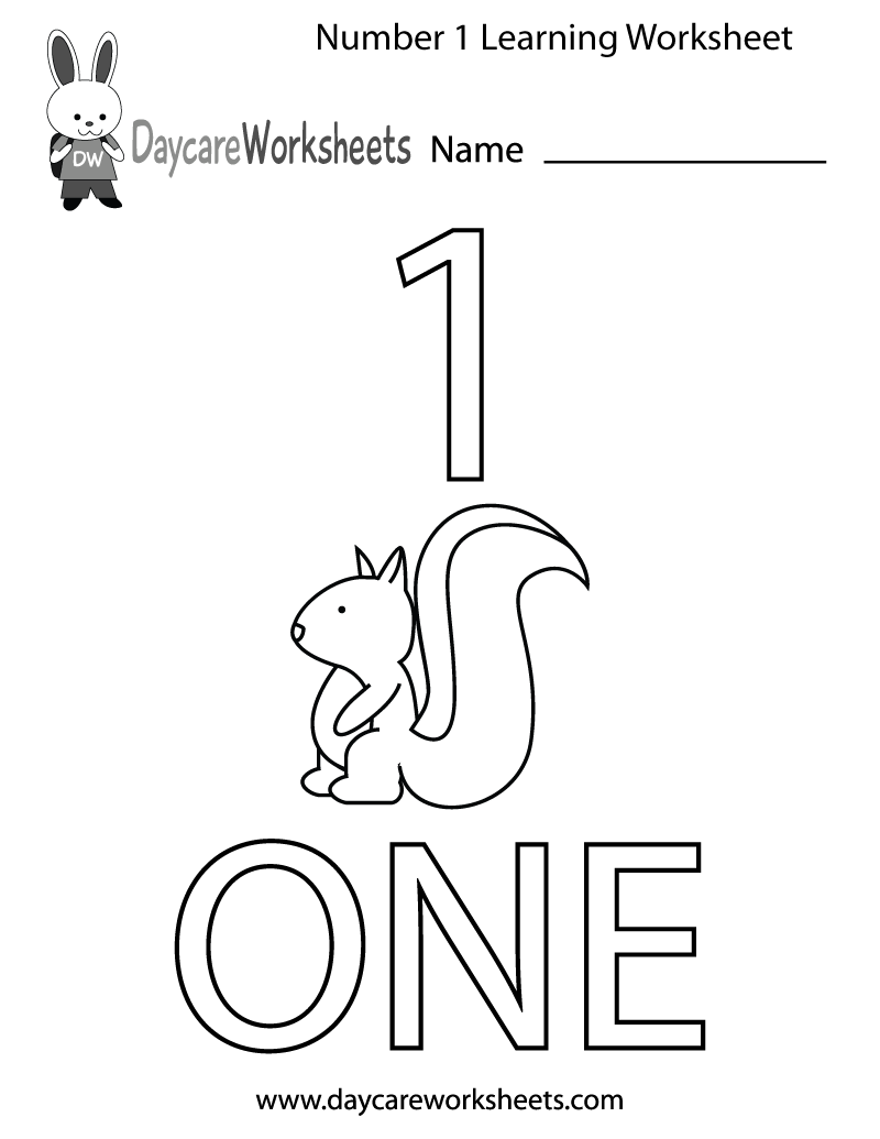 Printable Lnumber 1 Worksheets For Preschoolers
