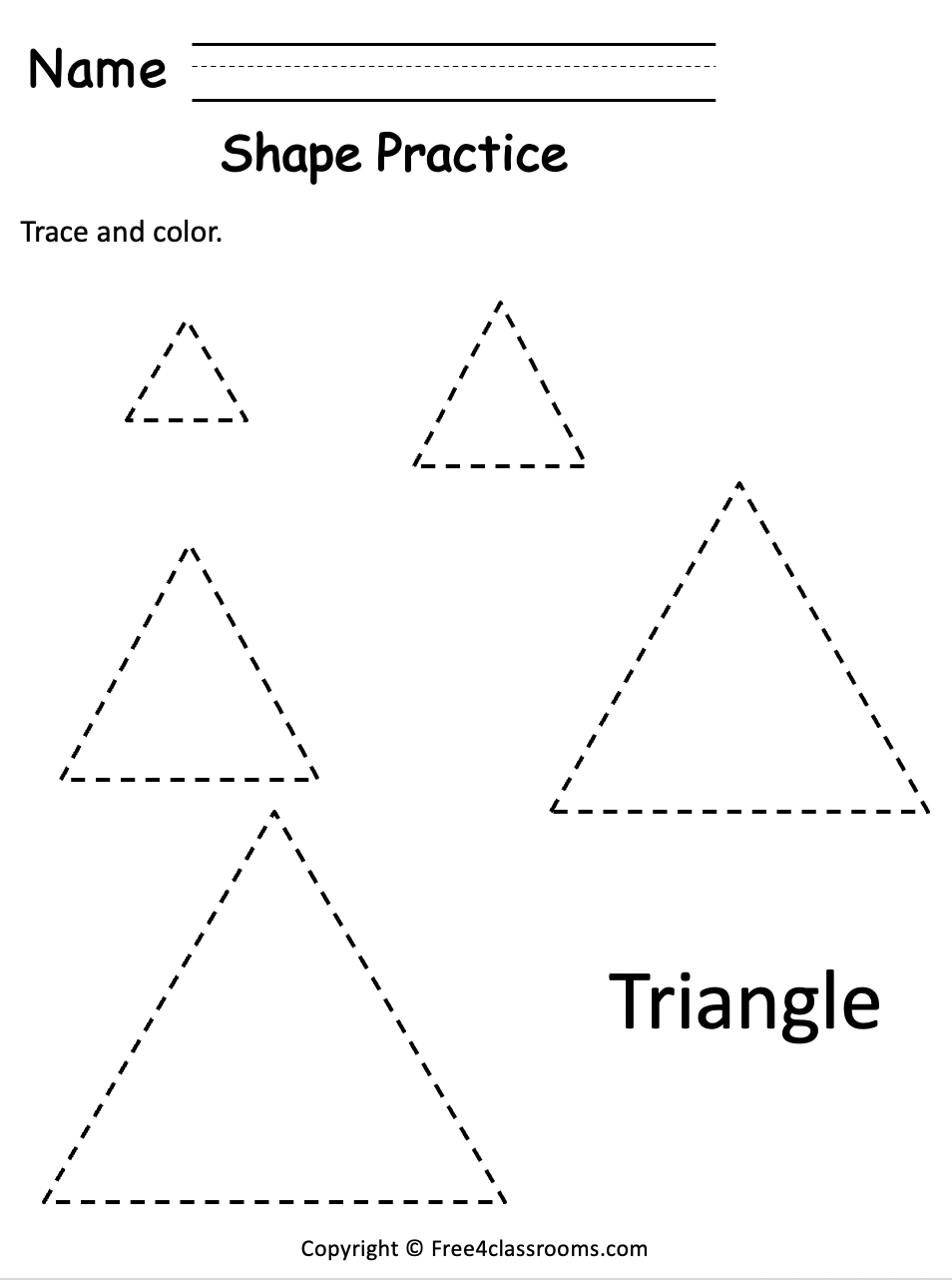 Free Preschool Tracing Worksheet Triangle Shape Free