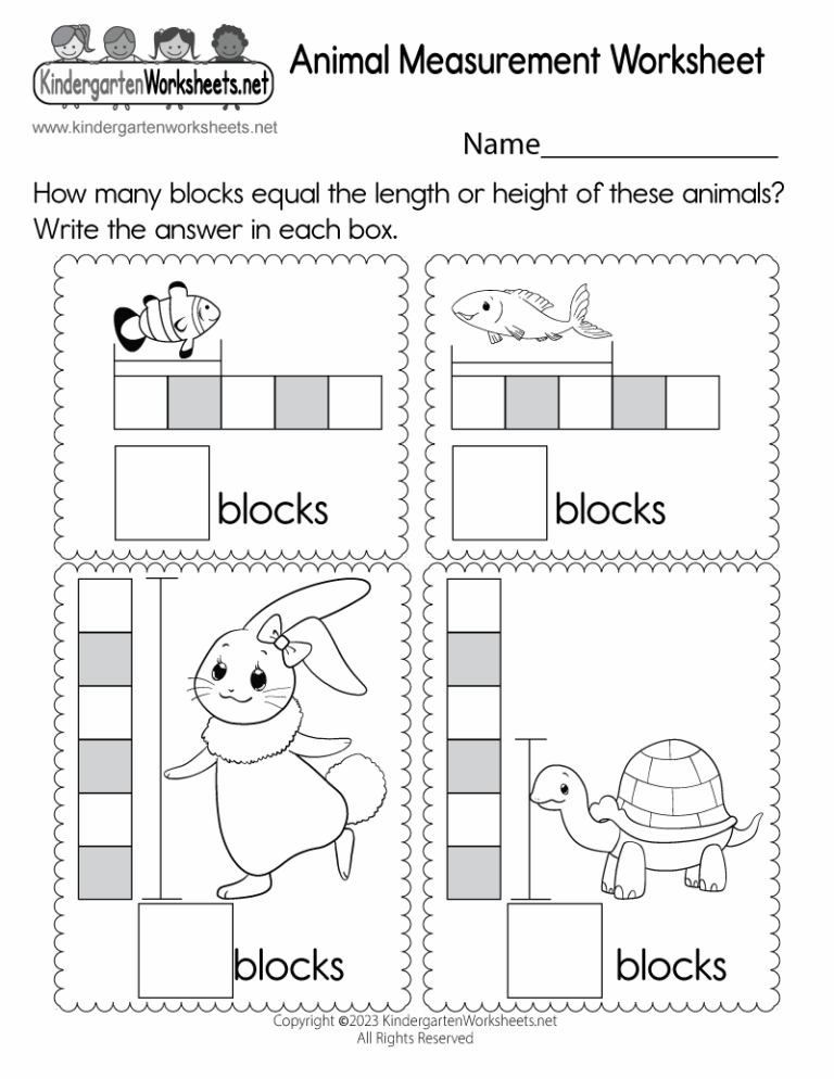 Free Printable Animal Measurement Worksheet