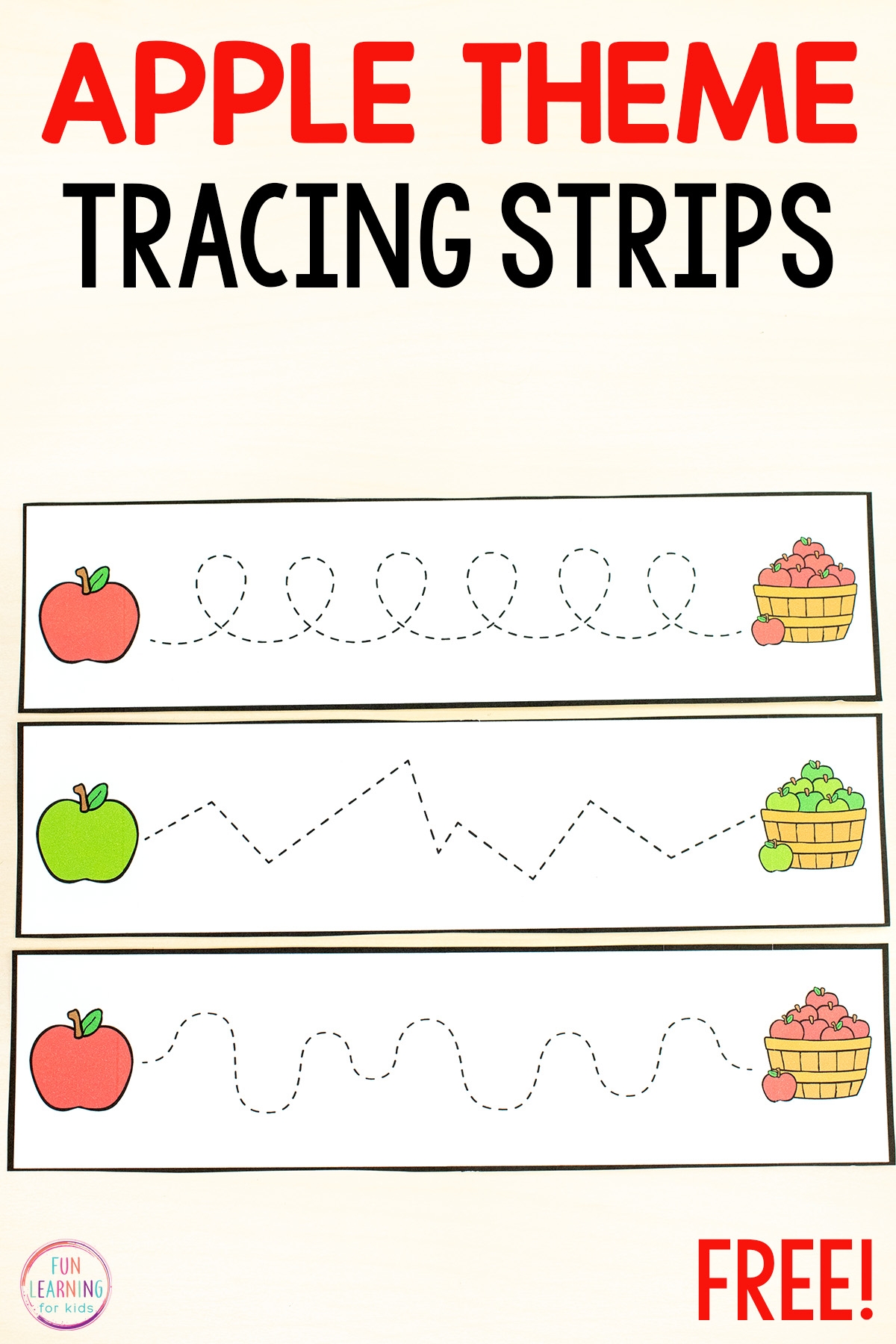 Free Printable Apple Fine Motor Tracing Strips For Pre Writing Practice