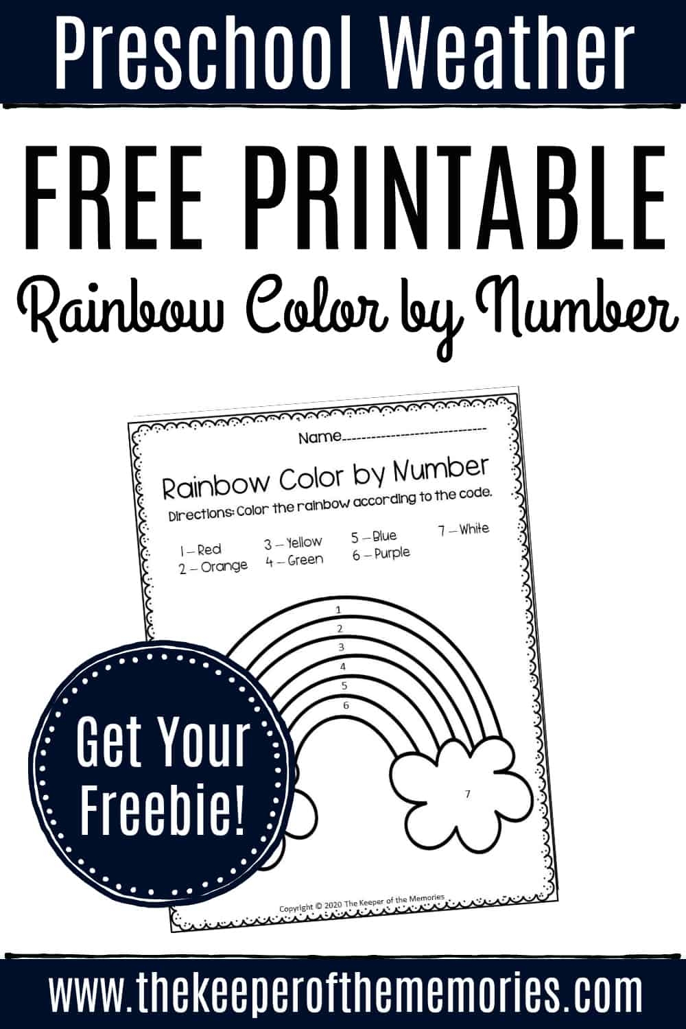 Free Printable Color By Number Rainbow Preschool Worksheet The 