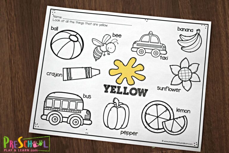 FREE Printable Color Worksheets For Kids