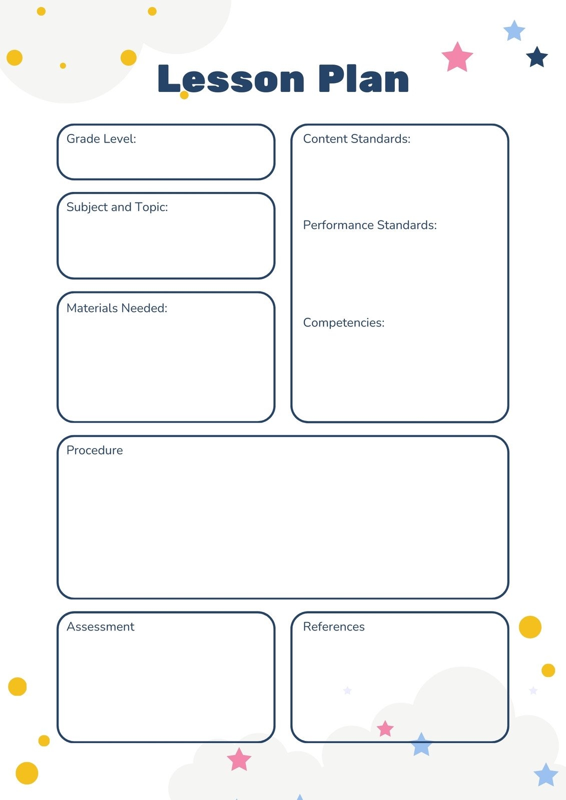 Printable Preschool Lesson Plan Sheets