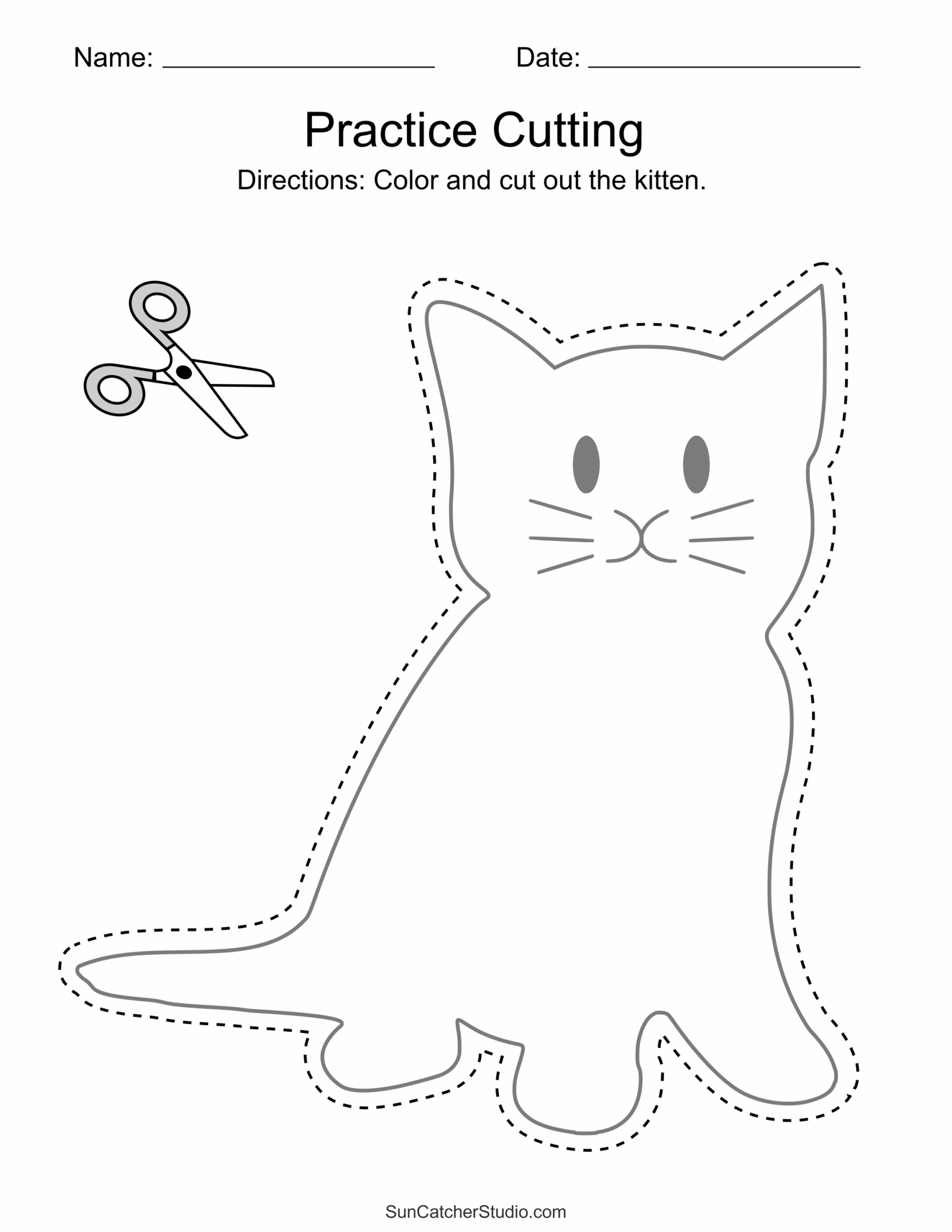 Printable Preschool Paper Cutting Practice
