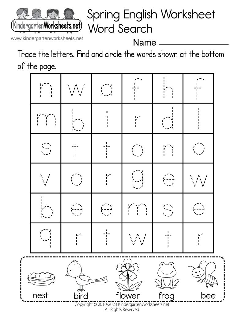 Free Printable English Worksheets For Kindergarten And Preschool Worksheets Library