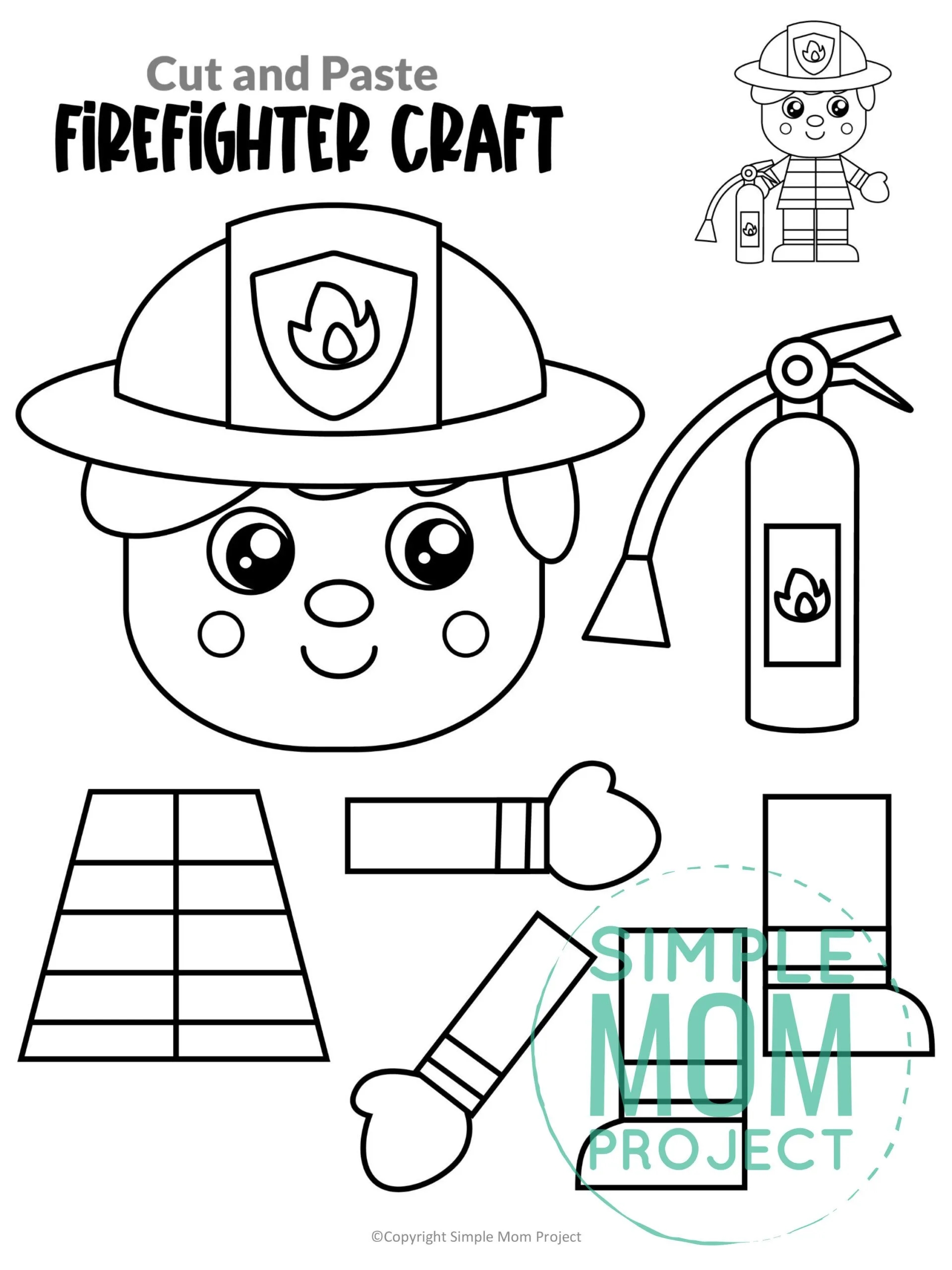 Free Printable Firefighter Craft Template Simple Mom Project